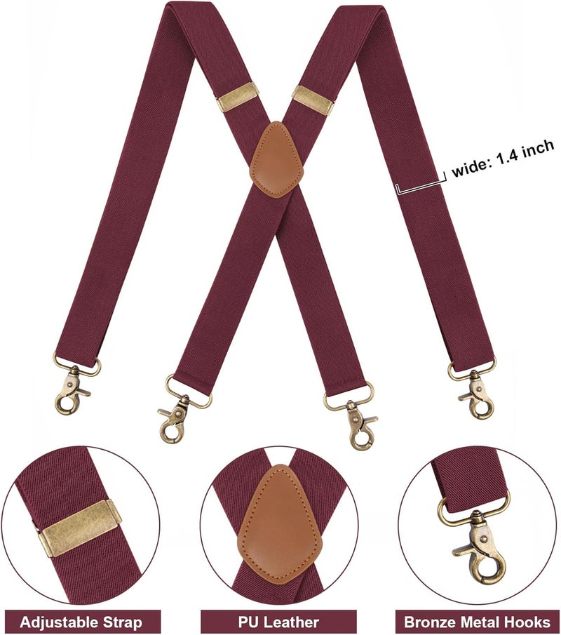 Fasker Suspenders for Men Heavy Duty 1.4 Inch Adjustable Elastic Straps X-Back Mens Suspenders - Image 3
